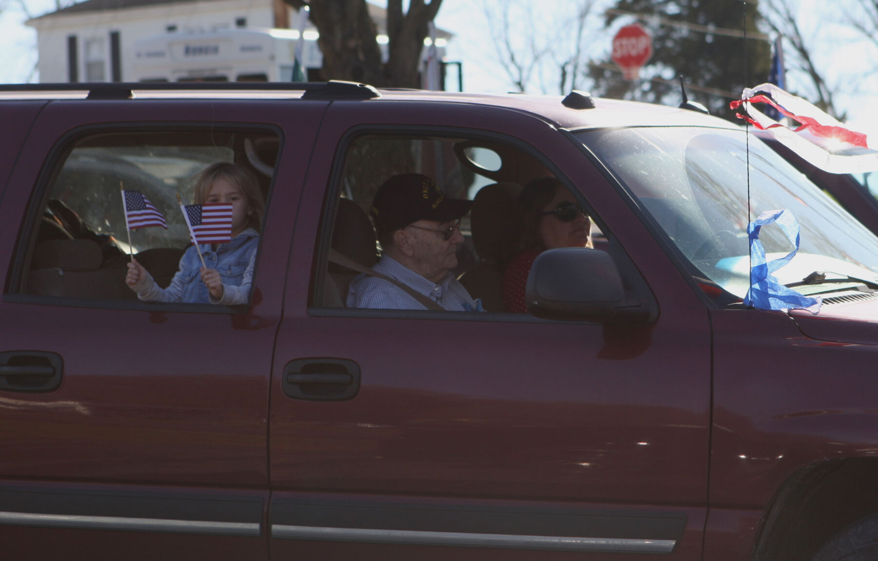 Taylor Stecko and Robert Horn sit in a car